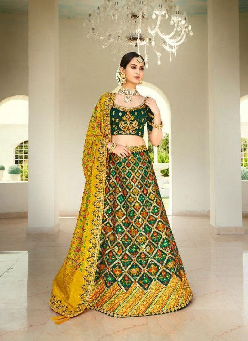 green colour bridal lehenga